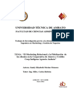 El Marketing Relacional y La Fidelización de Los Clientes en La Cooperativa de Ahorro y Crédito Cop Indígena Agencia Ambato