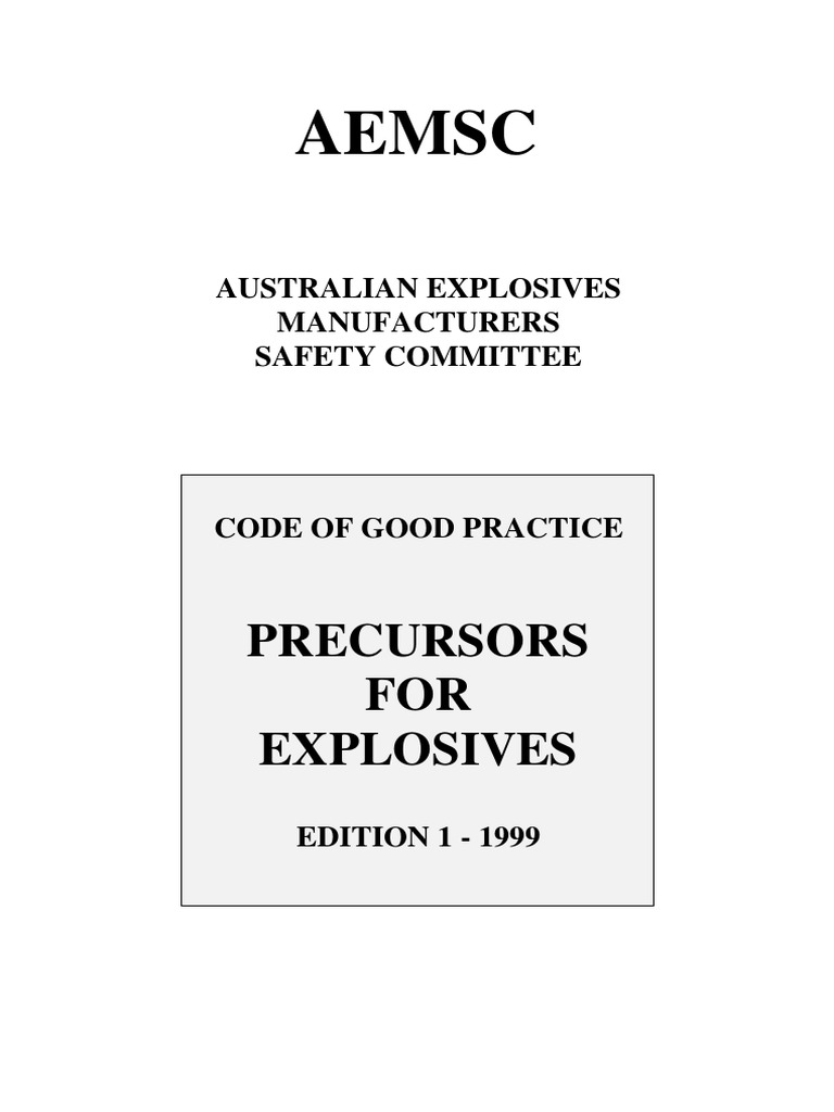 Aemsc Precursor Code of Practice Ed 1 1999 | PDF | Dangerous Goods ...