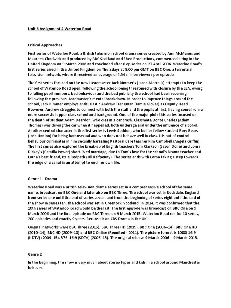 Unit 6 Assignment 4 Pdf Television Entertainment General