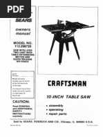 Manual, Craftsman Table Saw, Model 113-298720 and 750