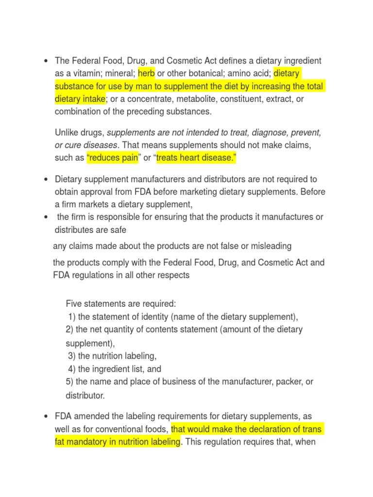Dietry Fiber FDA Dietary Supplements Nutrition Facts Label