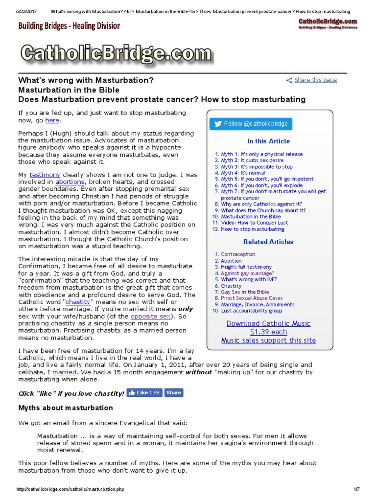 Catholic View on Masturbation | PDF | Chastity | Human Sexual Activity