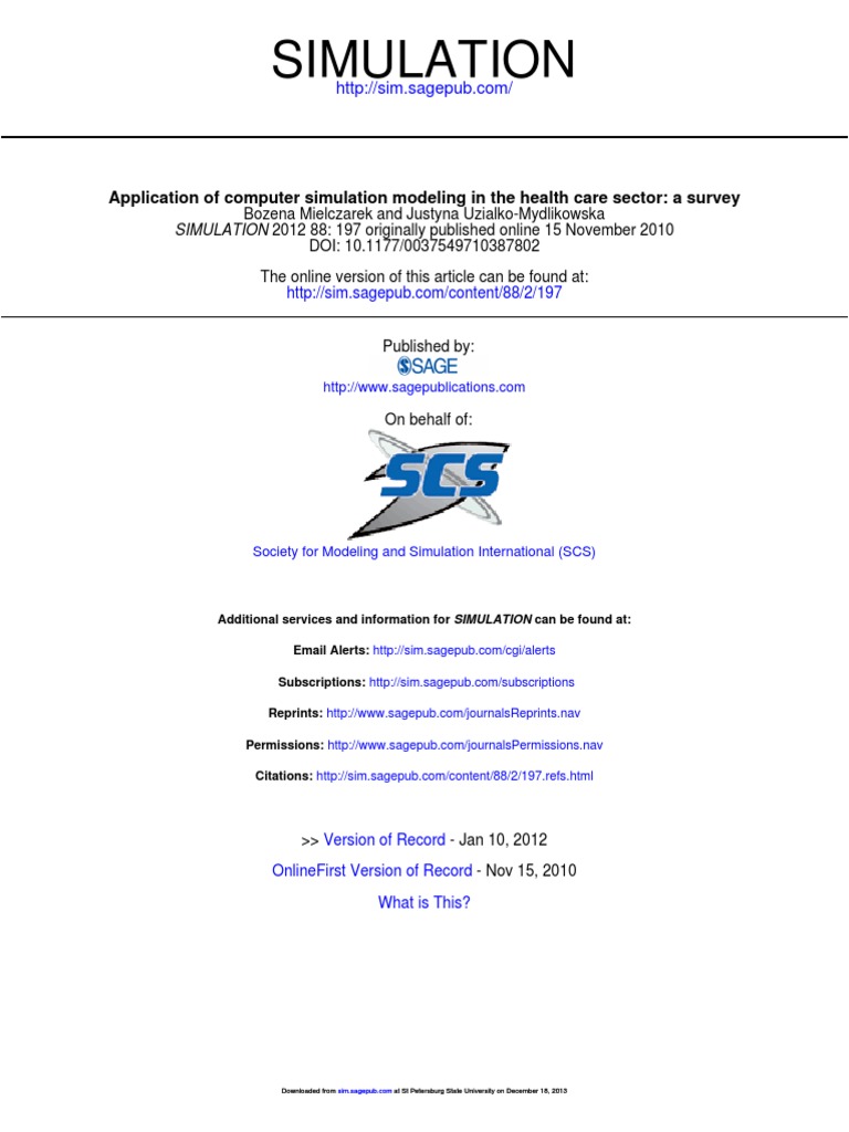 Application of Computer Simulation Modeling in The Health Care Sector ...