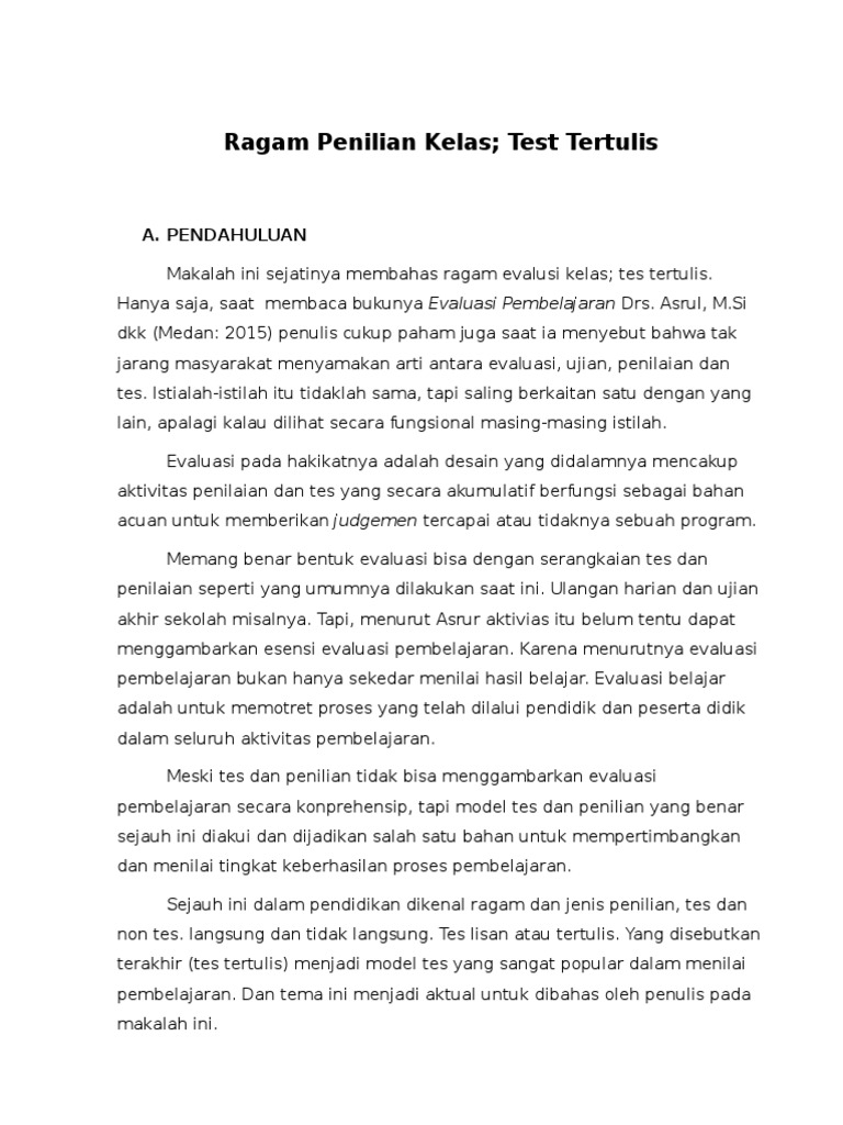 Karakteristik dan Fungsi Tes Tertulis | PDF | Karier & Perkembangan ...
