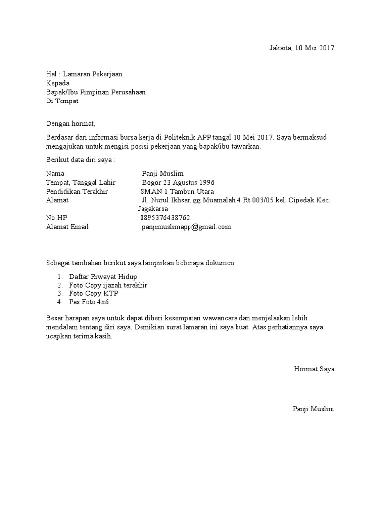 Contoh Surat Resmi Tanpa Kop Contoh Kop Surat
