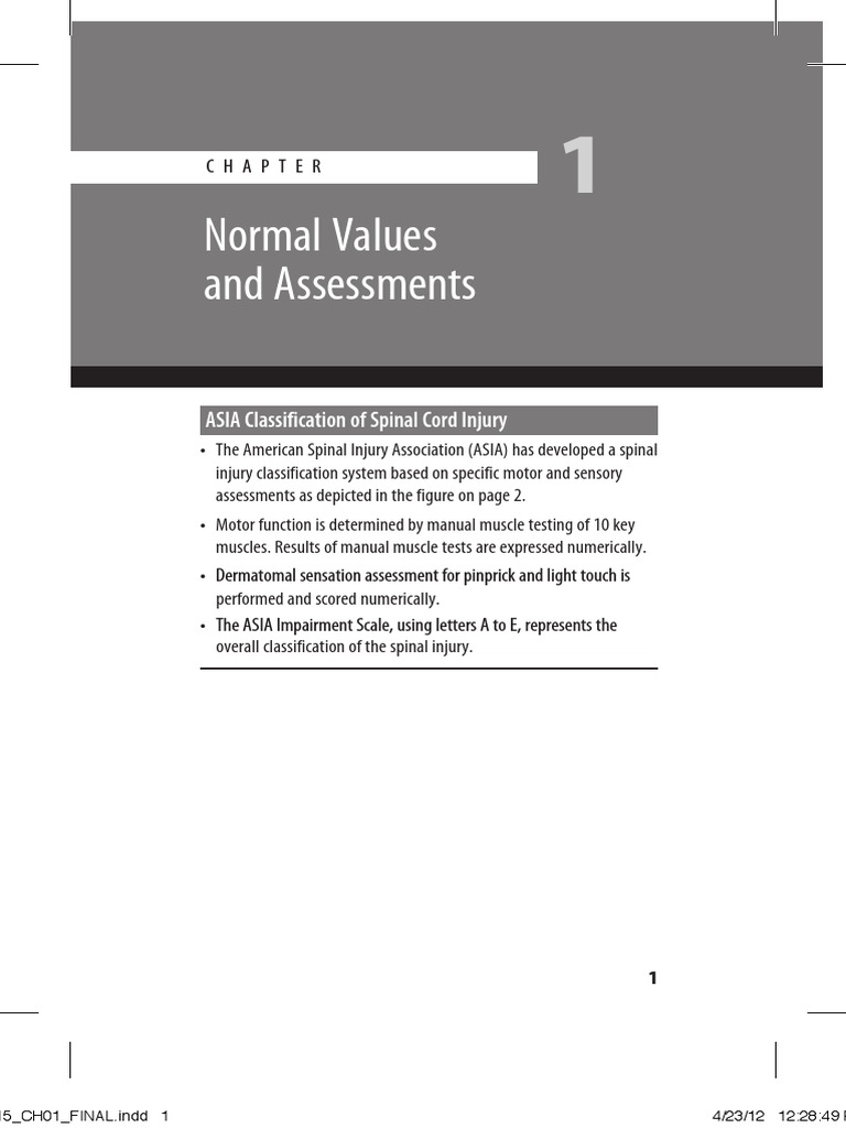 ASIA Classification of Spinal Injury | PDF | Anatomical Terms Of Motion ...