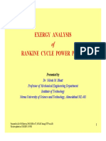 Exergy Analysis of Rankine Cycle Power Plant