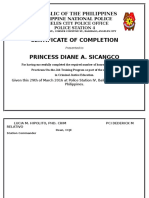 Certificate of Completion Princess Diane A. Sicangco: Republic of The Philippines