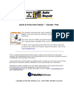 Quick & Dirty Auto Repair - Sample Plan: Pro®-Business Planning Software Published by Palo Alto