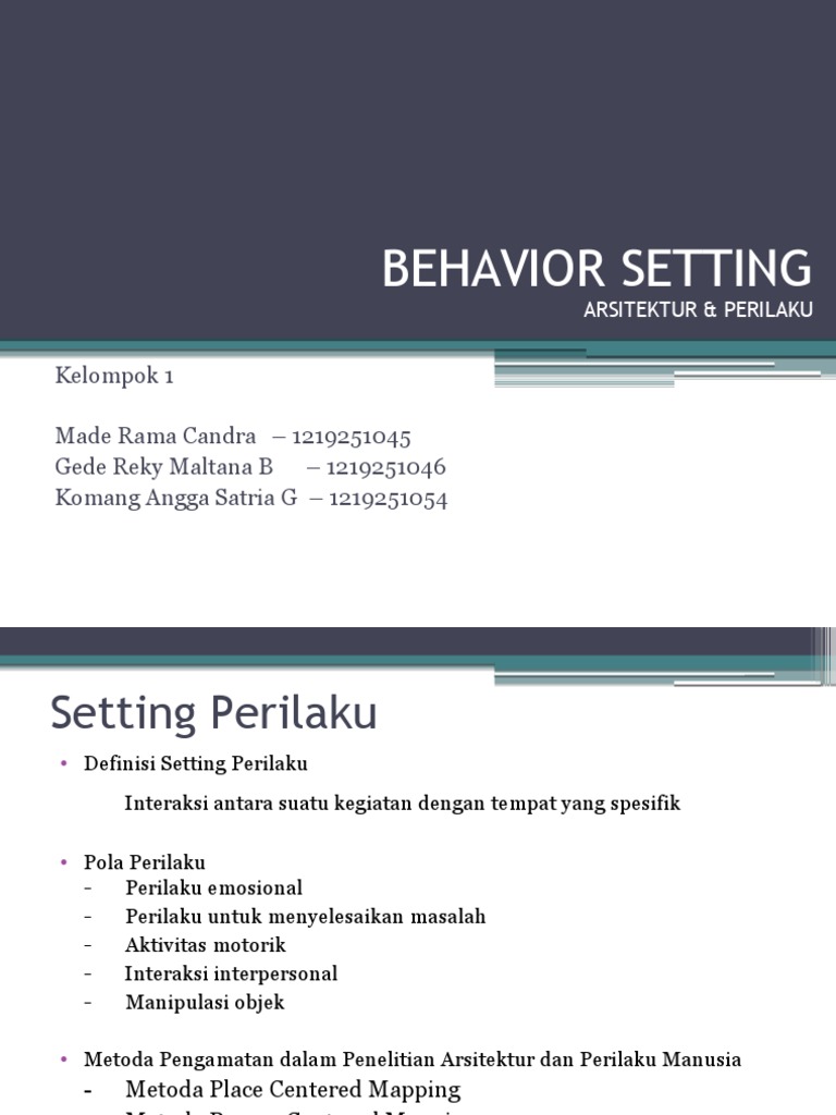 Pengaruh Setting Perilaku dalam Arsitektur | PDF