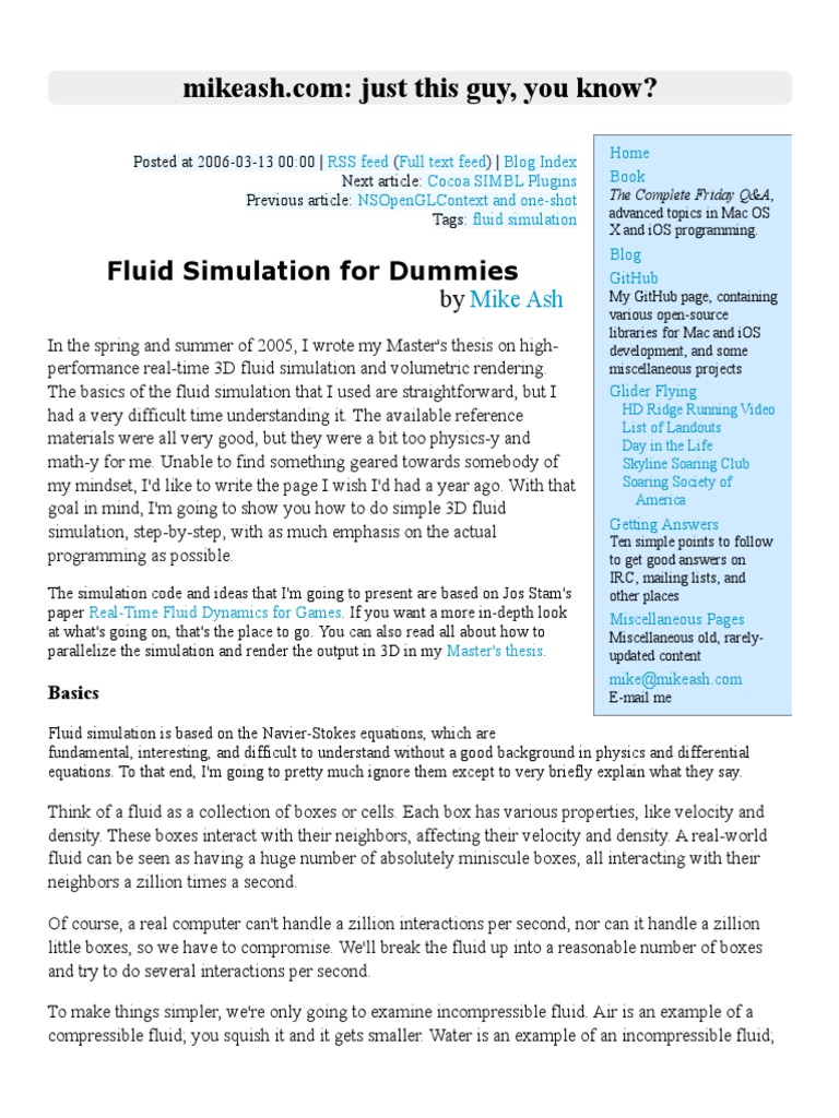 Fluid Simulation For Dummies PDF Buoyancy 3 D Computer Graphics