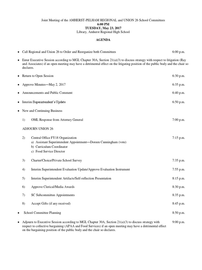 Amherst Agenda PDF Government Information Government