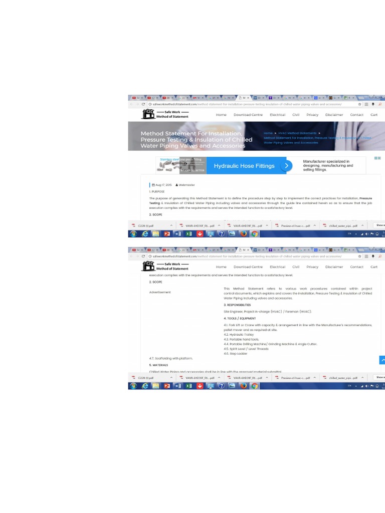 Chilled Water Piping Installation Method Statement