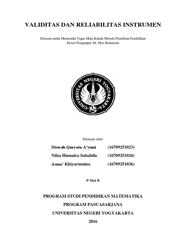 Validitas Dan Reliabilitas Instrumen Pdf