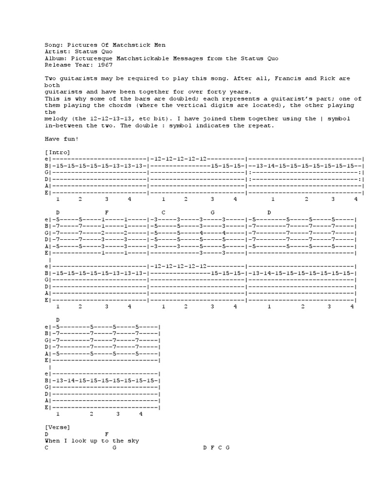 Status Quo Tab PDF Songs Musical Forms