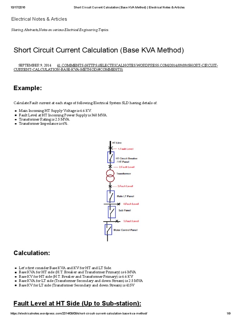 Short Circuit Current Calculation (Base KVA Method) _ Electrical Notes ...