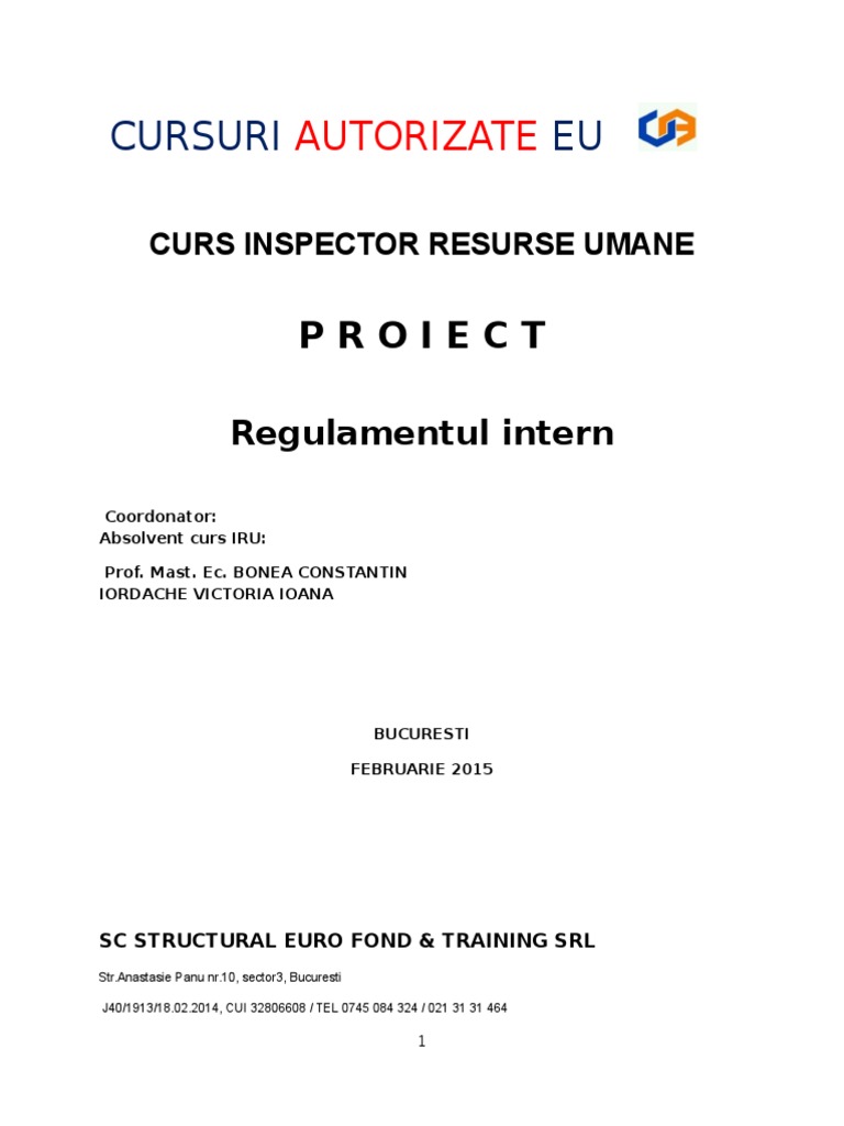 Proiect Inspector Resurse Umane | PDF