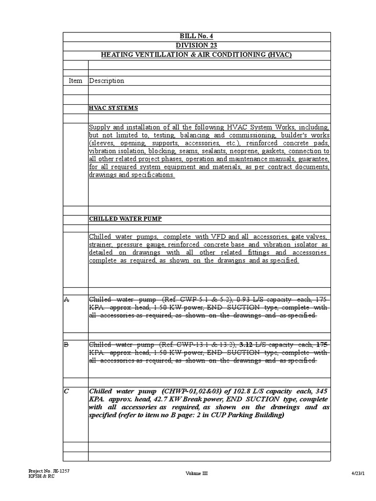 Div 23 HVAC List of Items Hvac Air Conditioning
