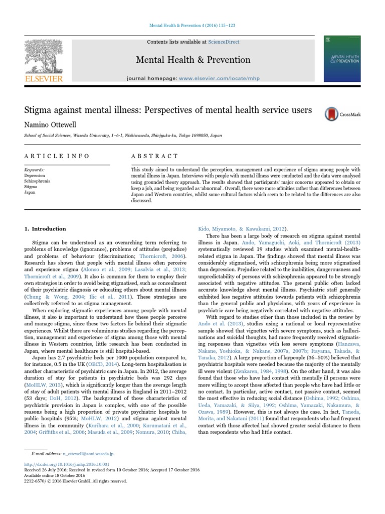 Stigma Against Mental Illness Perspectives of Mental Health Service ...