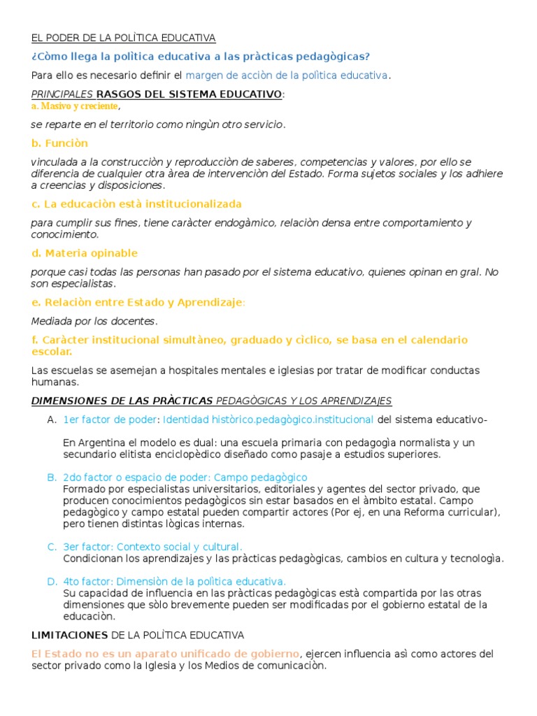 Poder y Política en la Educación Argentina | PDF | Estado (política ...