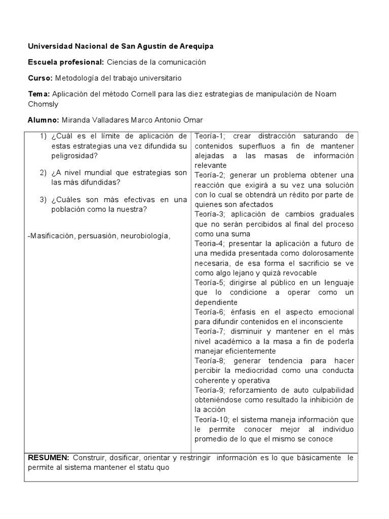 aplicación del método cornell Información Ciencia