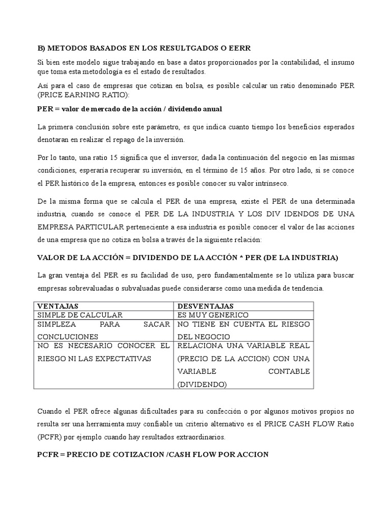 Metodo Eerr - Valoracion de Empresas | PDF