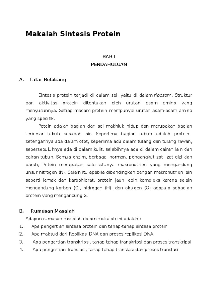 Makalah Sintesis Protein | PDF | Sains & Matematika
