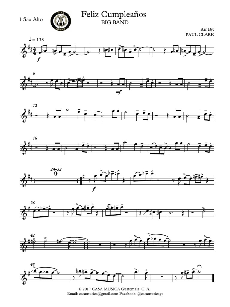 Feliz Cumpleaños Partitura Para Clarinete No Podía Faltar El C.d.f