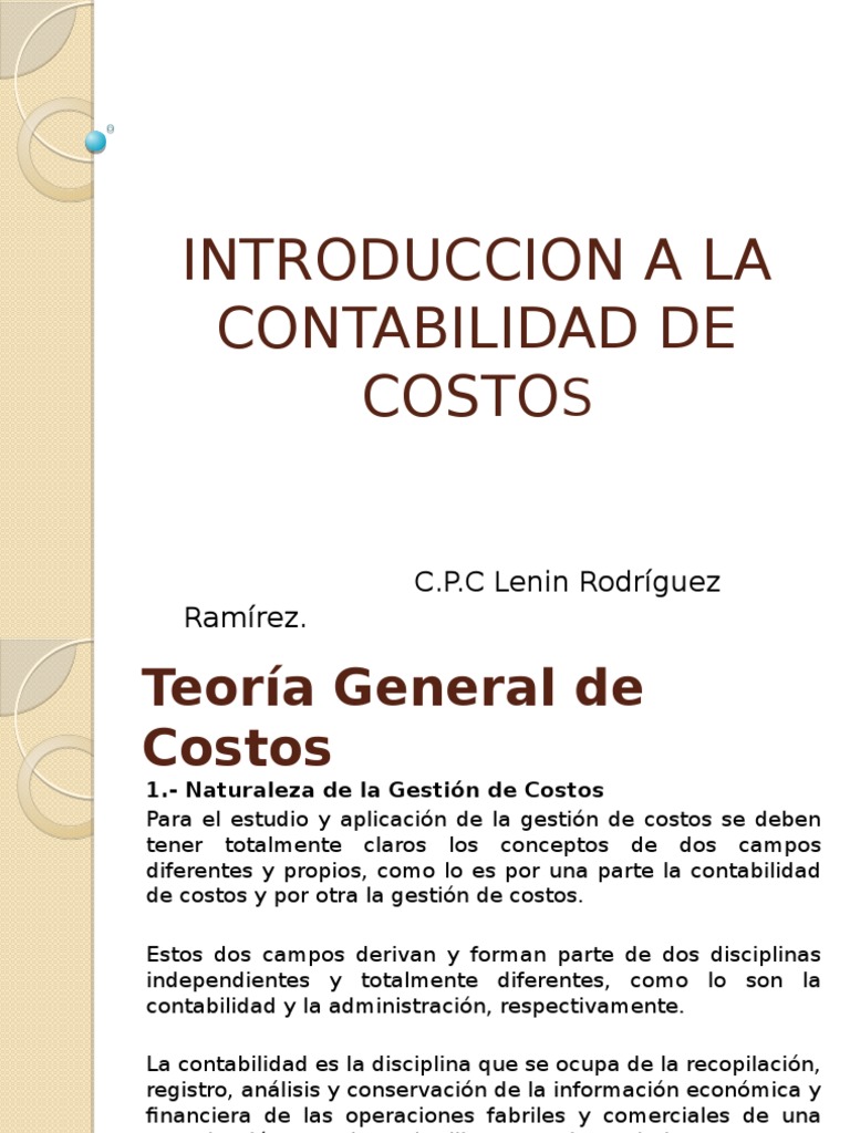 Introducción a la Contabilidad de Costos | PDF | Costo | Contabilidad