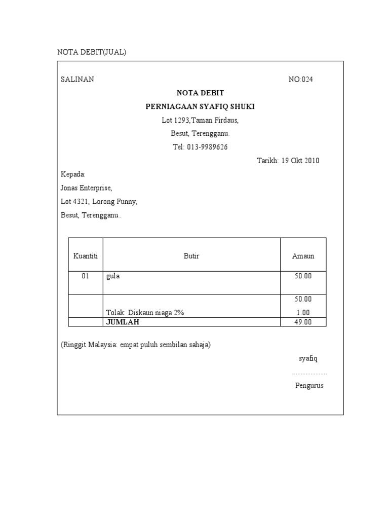 Nota Debit (Jual) | PDF
