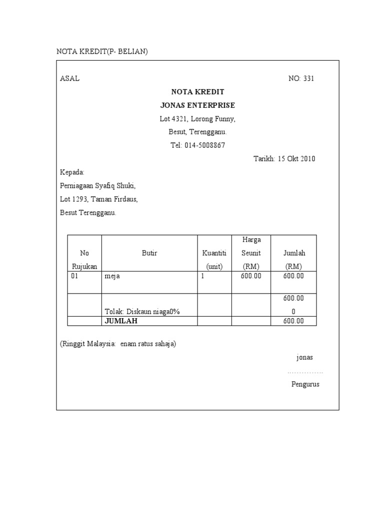 Nota Kredit(P- Belian)