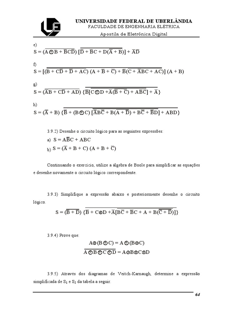 Lista 04 Mapas Karnaugh Exercicios Download Grátis Pdf