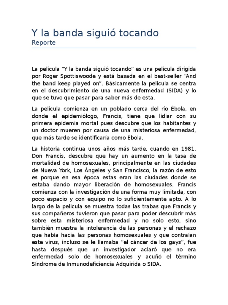 Y La Banda Siguió Tocando PDF VIH / SIDA Homosexualidad