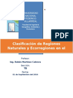 Clasificación de Regiones Naturales y Ecorregiones en El Departamento de Arequipa