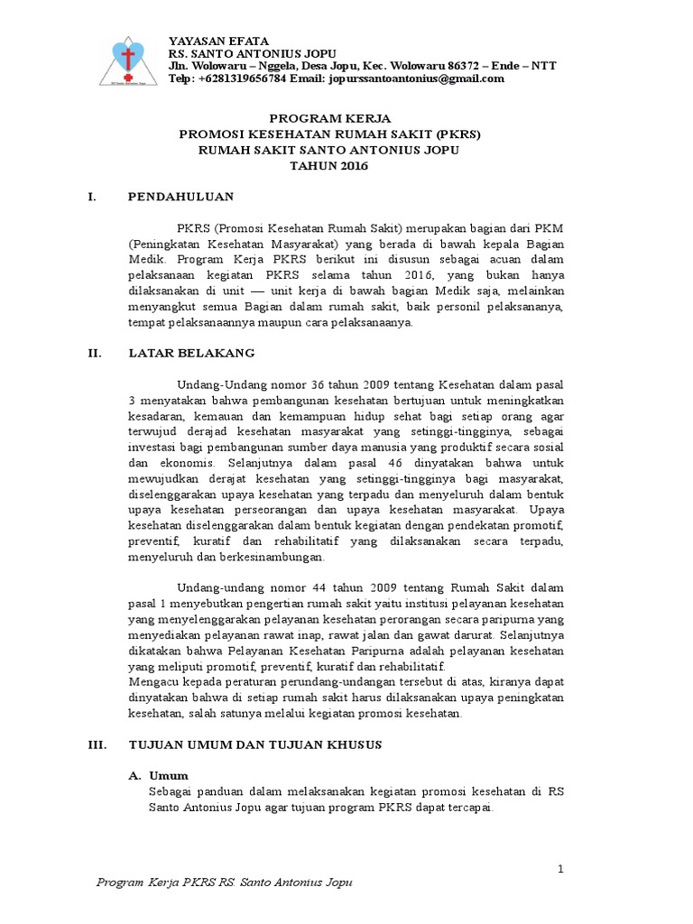 Artikel Contoh Program Kerja Pkrs Rumah Sakit Hbs Blog Hakana Borneo Sejahtera