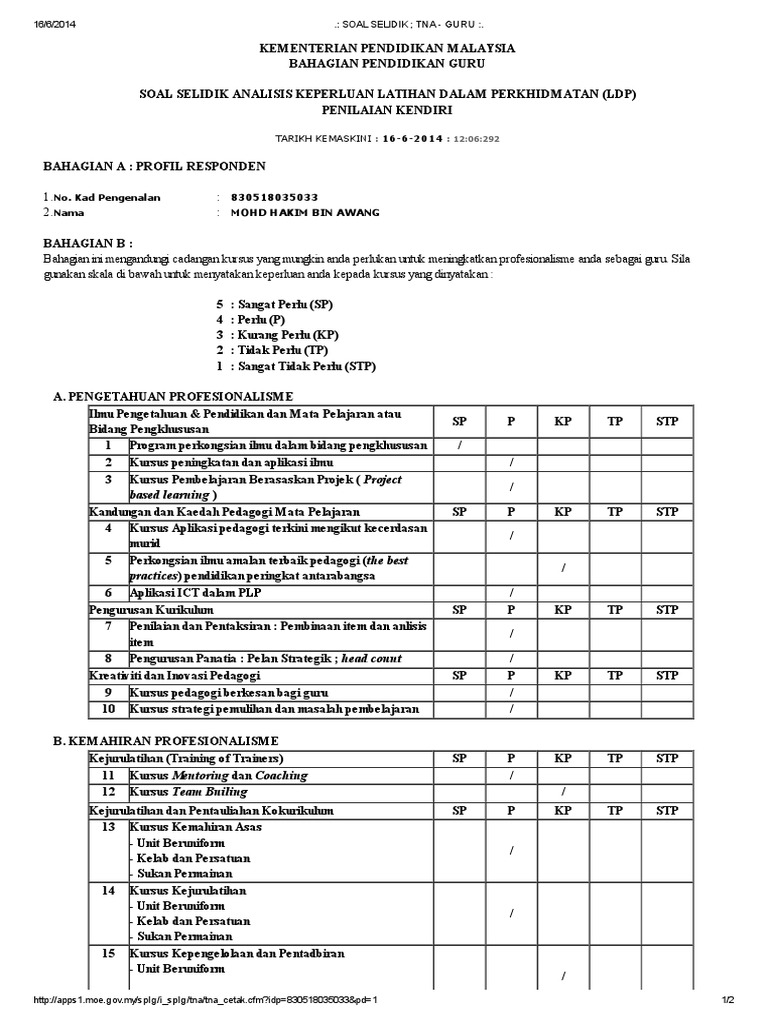 Soal Selidik Tna Guru Pdf Pdf