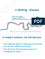 Academic Writing - Essays: Kirstin Mclenaghan Academic English Tutor Royal Docks School of Business & Law