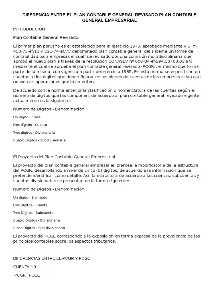Diferencia Entre PCGR - PCGE | PDF | Efectivo | normas internacionales ...
