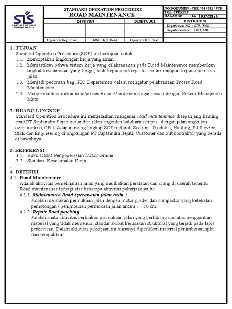 SOP Road Maintenance PDF