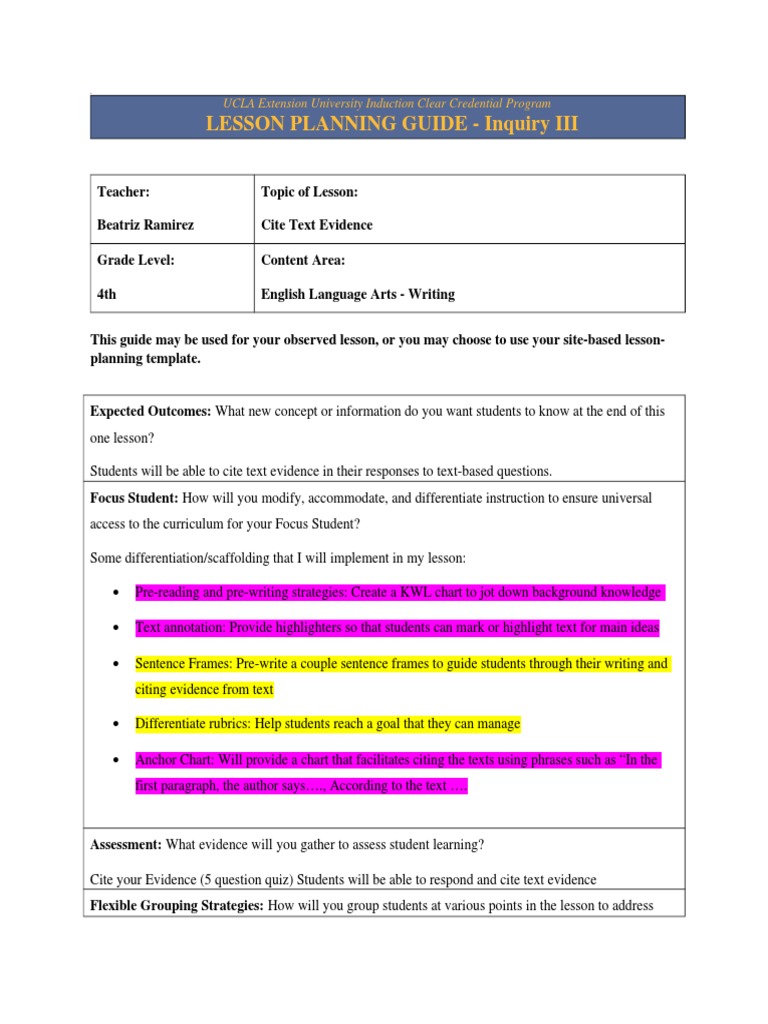 Lesson Planning Guide | PDF | Educational Psychology | Epistemology