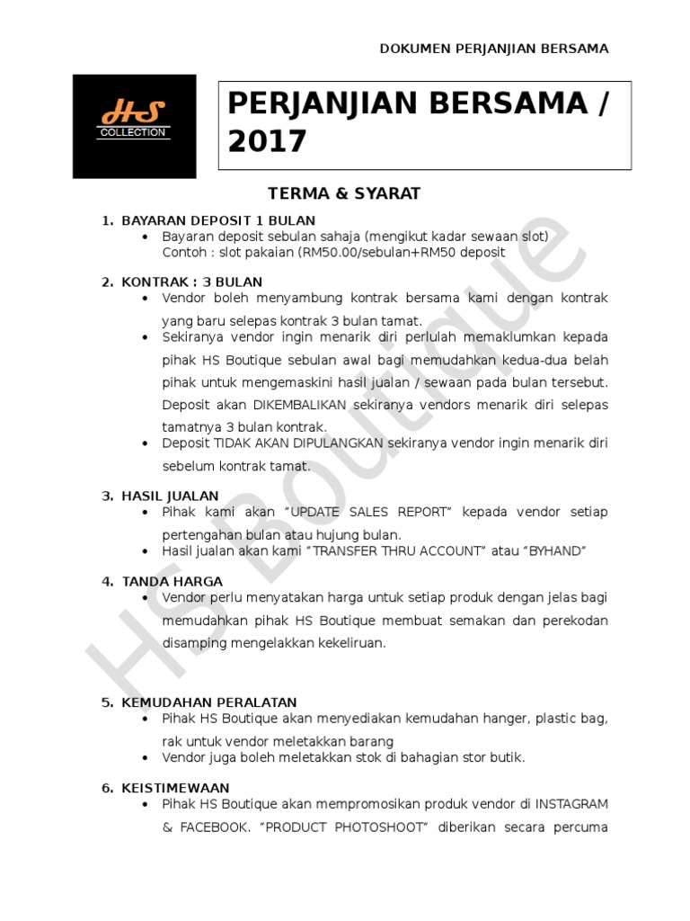 Vendors Agreement