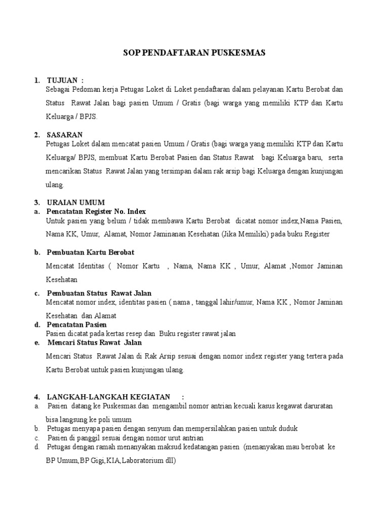 Sop Pendaftaran Puskesmas
