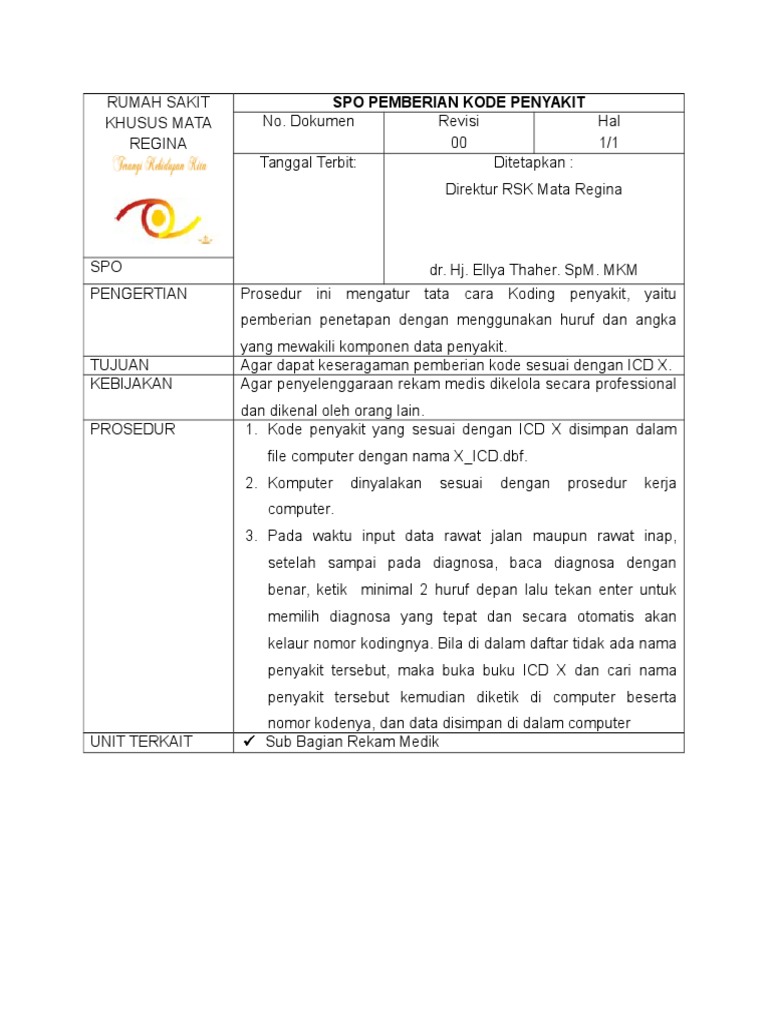 SOP Koding Penyakit di RSK Mata Regina | PDF