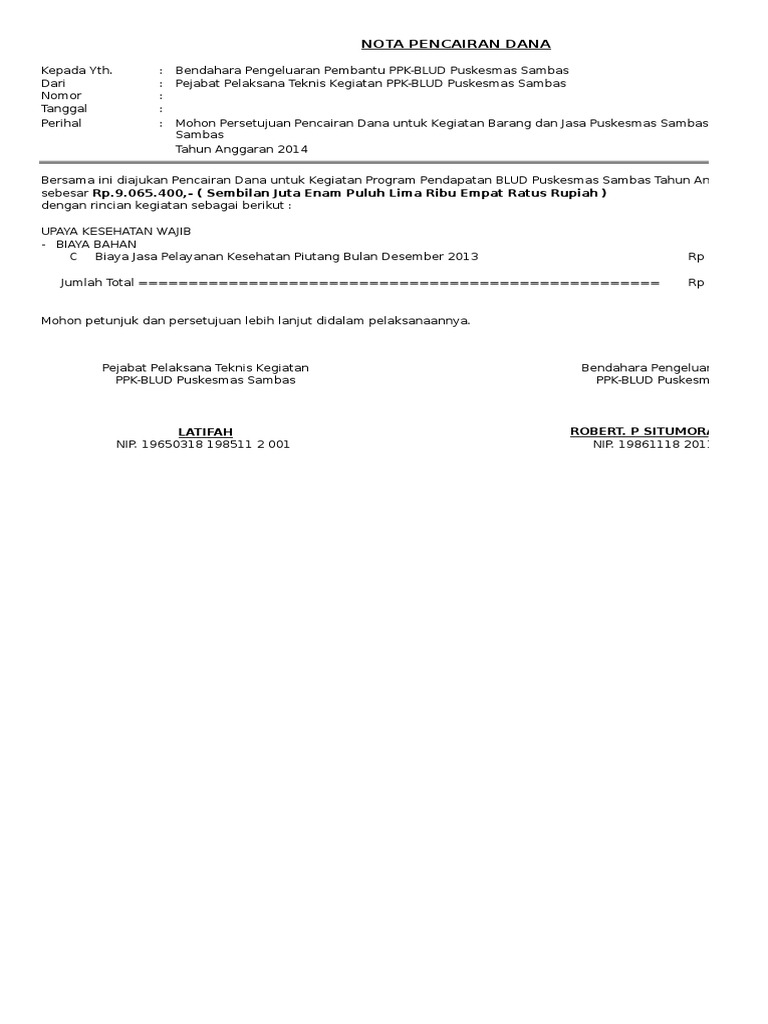 Nota Dinas Pencairan