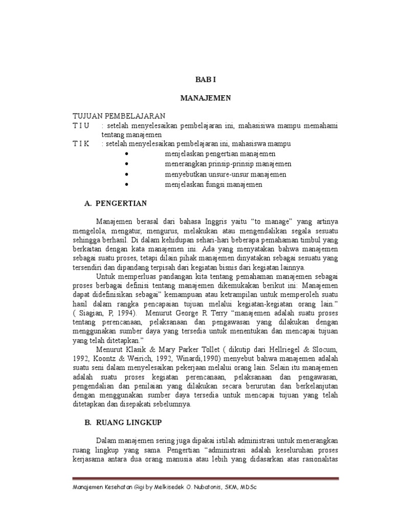 Manajemen Kesehatan Gigi Dan Mulut