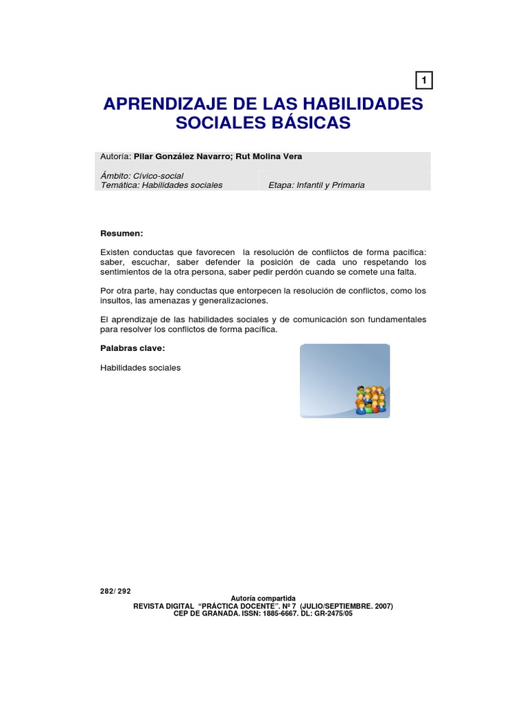 Aprendizaje de Habilidades Sociales en Niños PDF | PDF | Adultos ...