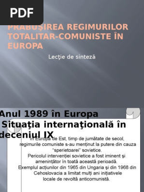 Unitatea 1 10 Lectie De Sinteza Prabusirea Comunismului