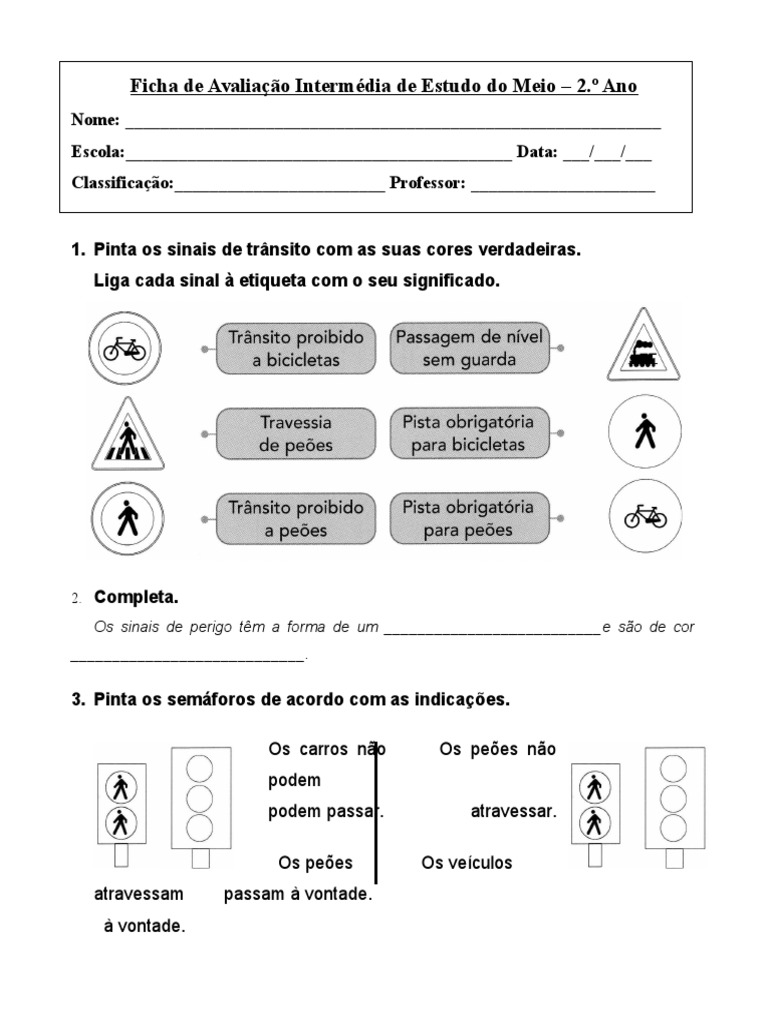 Avaliação de Trânsito - 2.º Ano | PDF | Carreira e Crescimento | Arte