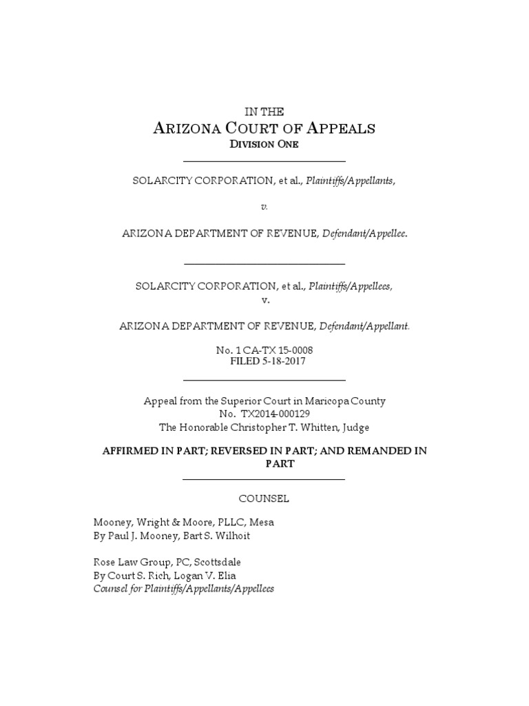 Arizona Court of Appeals Decision PDF United States Tax Court