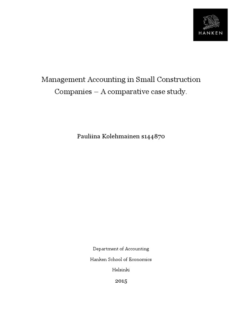 Management Accounting in Small Construction | PDF | Strategic ...